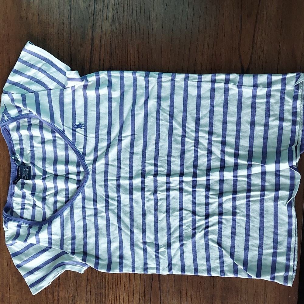 Women's Polo Stiped Shirt purple white
